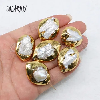 10 kos Naravni biser kroglice prosti obliki pearl prekrita debele kovinske kroglice kamen za obrtniški kroglice za nakit, izdelava 4827
