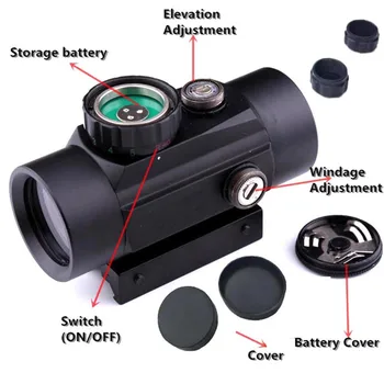 1X40 Rdeča Zelena Pika Pogled Področje uporabe Optičnih Collimator Lov Holografski za Strel Pištolo Airsoft 11/20 mm Železniškega Gori Taktično Riflescope