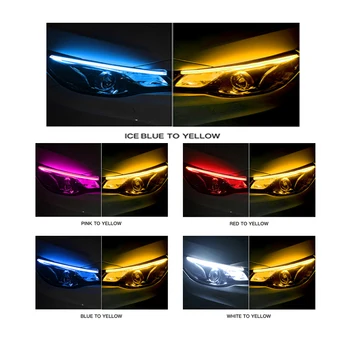 2 x Univerzalni DRL Avto Cev LED Trak Dnevnih Lučka Nepremočljiva Prilagodljiv Ultra Tanek Svetlobni vodnik