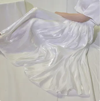 2019 Visoke Kakovosti Elastična Visoko Pasu Krila Ženske Elegantne Naguban Dolga Krila Saias Femme A-Line Krilo Outwear Falda Jupe Femme