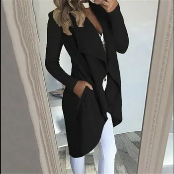 2019 Žensk Jeseni Coats Nove Dolgo Slap Plašč Suknjič Dame Cardigan Suknji Moda Plus Velikosti Slim Priložnostne Maxi Ouwear Vroče