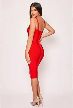 2020 Ženske Modni Seksi Ključavnična Luknja Rdeče Povoj Obleko Oblikovalca Elegantno Midi Večer Slaven Stranka Obleko Vestido