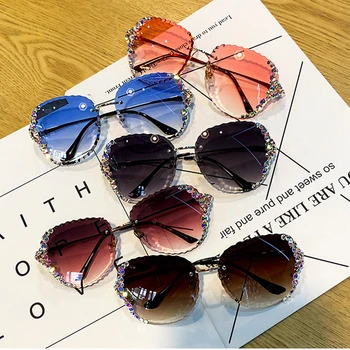 2021 Poletje Nova ženska sončna Očala Moda Nosorogovo Dežnik Ogledalo Prostem Gradient Barvo Očal