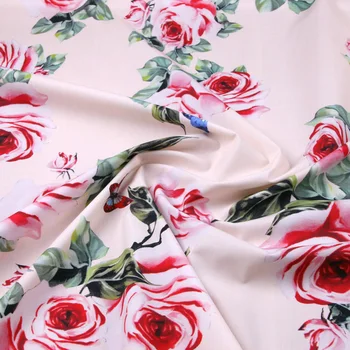50*145 cm rožnate vrtnice, risanka tiskanja bombažna tkanina za ženske, otroci obleko DIY krpo Mozaik za Šivanje Needlework handwork Materiala