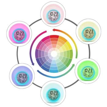 7 Barve LED diod Digitalni Budilka Termometer Noč Svetlobo Žareče Kocka LCD Ura Doma Dekor Za Otroke Tabela Namizje
