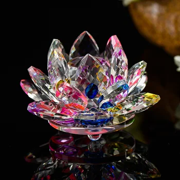 80 mm Quartz Crystal Lotus Flower Obrti Stekleni obtežilnik za papir Fengshui Okraski Figurice Doma Poroka Stranka Dekor Darila, Spominki