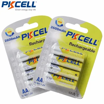 8pcs/2cards PKCELL AA 1,2 V 2600Mah NIMH AA Baterija za ponovno Polnjenje NI-MH Baterije Baterije Bateria Baterias