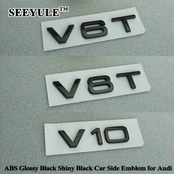 ABS Sijoče Sijajni Črni Avtomobil Strani Telesa Emblem V6T V8T V10 Pribor za Audi A6 A7 A8 S4 S5 S6 S8 RS4 RS5 RS6 RS7 RS8 SQ5 SQ7