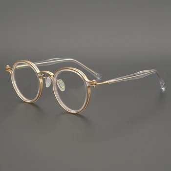Acetat Okrogle Očala Okvir Moški Ženske Vintage Retro Eye Glasses Okvir za Moške Optični Kratkovidnost Recept Očala Očala