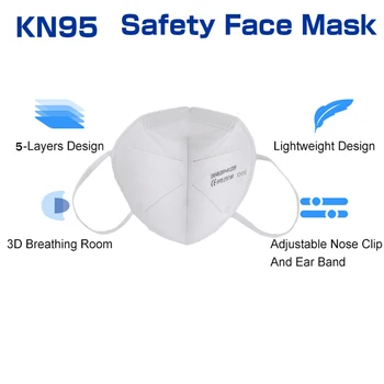 Bele maske ffp2 mascarillas kn95 CE certificadas 5 plasti 95% filter varnost prah-dokaz za enkratno uporabo zaščitne maske hitra dostava