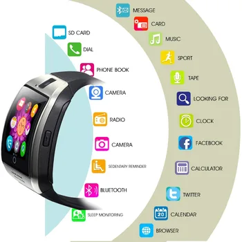 BIBINBIBI Bluetooth Smart Watch Moških V18 Z Zaslonom na Dotik Velike Baterije Podpira TF Kartice Sim Fotoaparata za Android Telefon Smartwatch