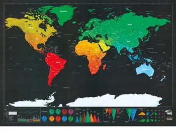 Deluxe Erase Black Zemljevidu Sveta Scratch off Zemljevid Sveta Osebno Potovanje Nič za Zemljevid Soba Dekoracijo Doma Stenske Nalepke
