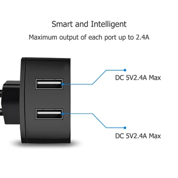 Dvojno Hitro USB Telefon Polnilnik 5V 2.4 2 Vrata Hitro Polnjenje EU in ZDA UK Priključite Polnilnik ac 2,4 A 3-v-1 za Hitro Polnjenje Kabel