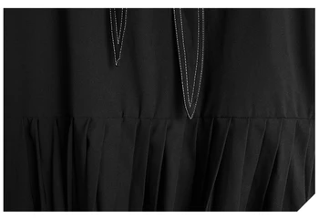 [EAM] Žensk Black Povoj Ruffles Velika Velikost Temperament Obleko Nove Dolg Rokav Ohlapno Fit Moda Plima Pomlad Jesen 2021 1DB573
