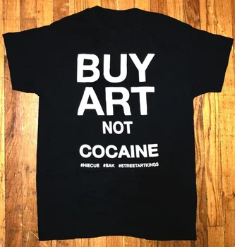 HAHAYULE-JBH Nakup Umetnosti Ne Kokaina Tumblr Modni Črno Grunge T-Shirt Hipsters Slogan Tee