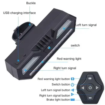 Kolesarske Luči, Kolesarjenje Kolo Rep Svetlobe USB Polnilne Daljinski upravljalnik Vključite Opozorilne Luči Varnost Opozorilo Kolesarske Opreme,