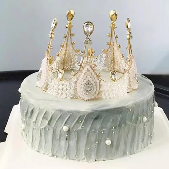 Kovinski Krono Rojstni dan Torta Pokrivalo Krog DIY Torto Dekoracijo Poročna Torta Kraljica Princesa Happy Birthday Klobuk Stranka, Pecilni Dobave