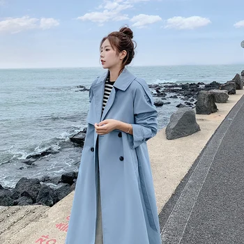 Leiouna Priložnostne Svoboden 2020 Modi Nove Ženska Slog Windbreaker Korejskih Žensk Jeseni Obleke, Kravate, Ženske Kolena Dolg Jarek Plašč