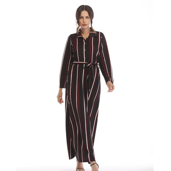 MISSJOY 2019 Jeseni Ženske Dolg Rokav Prugasta Natisnjeni Priložnostne Stranka Elegantno turško Moda Ramadana Arabski maroku Dolgo Maxi dres