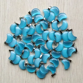 Moda kakovostnih Sintetičnih mačje oko kamen blue moon obliko obeski za nakit, izdelava Debelo 50pcs/veliko brezplačna dostava