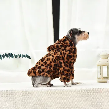 Modni Pes Leopard Tiskanja Plašč 2-legged Hooded Suknjič Topla Oblačila Suknjič Hišnih Kuža Hoodie za Majhne, Srednje Velike Pse V Zimskem času
