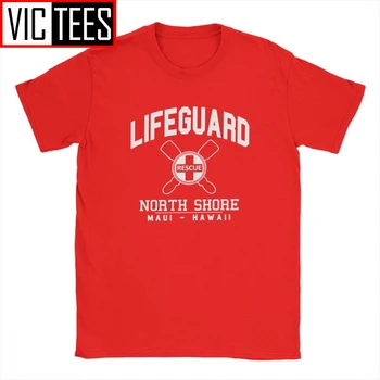 Moški Tshirt Reševalec North Shore MAUI Havajih Edinstveno 100 Odstotkov Bombaža Island Beach Rdeče Lifeguarding Enotno T Shirt Darilo