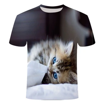 Nova mačka 3D natisnjeni T-shirt priložnostne kratka sleeved O-vratu moda tiskane 3D majica moški/ženske T-shirt visoke kakovosti 3D moški T-shir