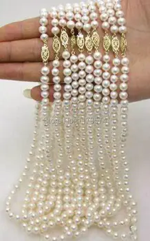 Novi modni nakit trgovini 5PCS 7-7.5 mm morsko vodo kultivirani biserna ogrlica, Ročno Izdelan Modni Nakit, Izdelava Design 18