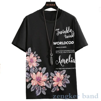 Poletje velikosti T-shirt plus velikost kratki rokavi t-shirt cvetje hip-hop brat Kitajski slog 11XL 10XL 9XL