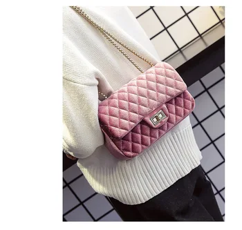 Preprosta modna Diagonalno križ vrečko verige rhombic kvadratek vrečko Pasja torba 2019 novo osebnost žametno torbico CZ304
