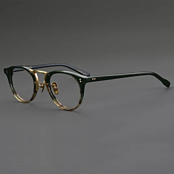 Retro Krog Krog Očala Človek hanamade Optični Recept Kratkovidnost presbyopia branje titana Acetat ženska Očala Okvir