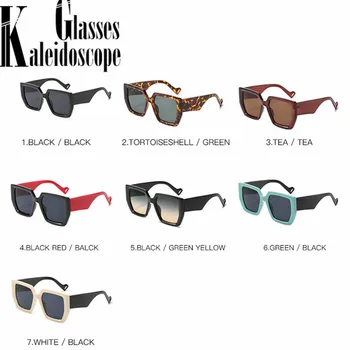 Retro Kvadratnih Zelena, Črna sončna Očala Ženske Luksuzne blagovne Znamke Moških Hip Hop Sonce Očala Ženski Širok Noge Gradient Očala UV400 Očala