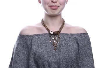 Retro sladkovodnih pearl & shell ogrlica multi sklop ogrlico, obesek za ženske opremo