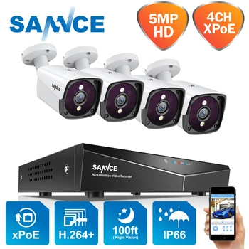 SANNCE 4CH 5MP POE Video Varnostni Sistem 5MP Prostem Vremensko Ir Nočno Vizijo IP Kamera Brezžična nadzorna CCTV Kit