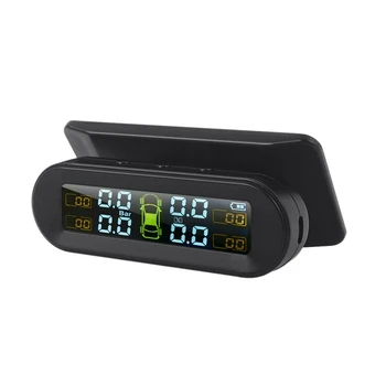Sončne Brezžični USB TPMS Avto Tlaka v Pnevmatikah Monitor Sistem HD LCD-Zaslon 4 Zunanji Senzor Tlaka v Pnevmatikah Temperature Opozorilo