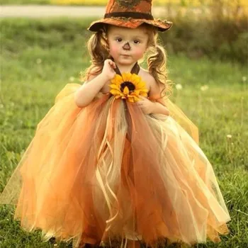 Strašilo Halloween Obleko Dekle Bučna Til Sončnično Tutu Obleko Otrok Karneval Halloween Kostumi za Otroke Žogo Halje