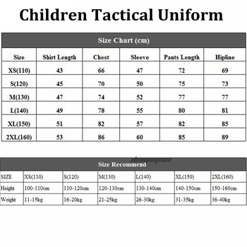 Taktično Lov Uniforme Otrok Prikrivanje Airsoft Paintball Streljanje Oblačila Multicam Cs Wargame Vojaške Boj Bo Ustrezala Set