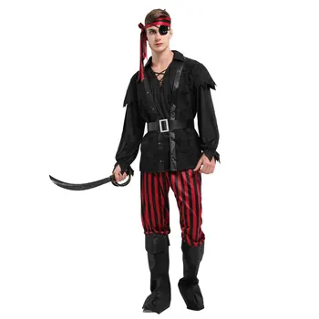 Umorden Halloween Purim Kostumi za Odrasle odprtem Morju Buccaneer Pirate Kostumi za Moške, Ženske Nekaj Stranka Mardi Gras Fancy Oblačenja