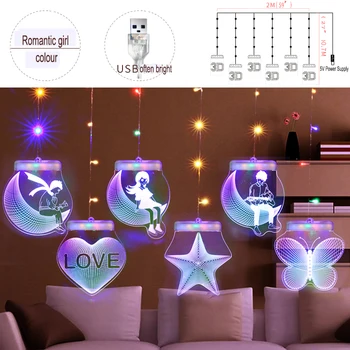 USB 3D Valentinovo LED Praznik Luči Ponoči Okna Okraski Luči Ljubezni se Poroči, Punco, Fanta, Darila, Igrače Luči