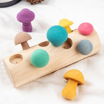 V zgodnjem Otroštvu Izobraževalne Lesene Igrače Gob Spravilo Lesene Ujemanje Puzzle Lovljenje in Hranjenje Igre