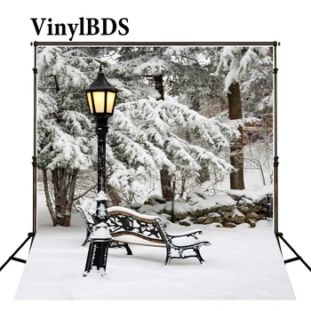 VinylBDS Stol Razsvetljavo Fotografija Ozadje Pokrajino Sneg Drevo, Gozd Zaradi Zimskih Ulica Kulise za Foto Studio