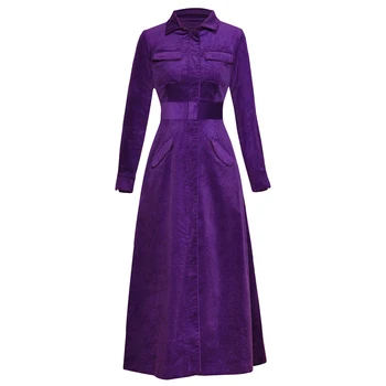 Visoka kakovost vzletno-pristajalne Steze 2020 Dolge Plašče Za Ženske Zimski Plašč Toplo Suknji Dolgo Windbreaker Suknji trak violet dolgo obleko, plašč