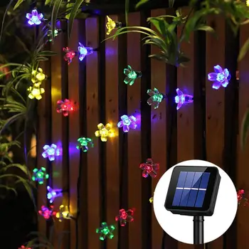 Vrt Solar Power LED Pravljice Niz Luči 7M 50 LED Breskov Cvet Božična Drevesa svate, Dekoracijo Travnik Teras luči