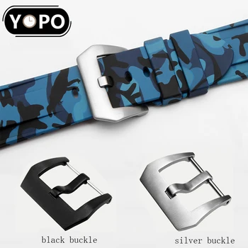YOPO Prikritih Barve, Gume watchband 22 mm 24 mm 26 mm trak s pin sponke za Panerai moške gledajo accessoreis Dati orodje
