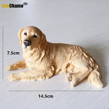 Zlati Prinašalec je Ležal Držo Simulacije Živali Pes Model Avtomobila Domov Nakit Obrti Figurice Miniature Dekoracijo Obrti