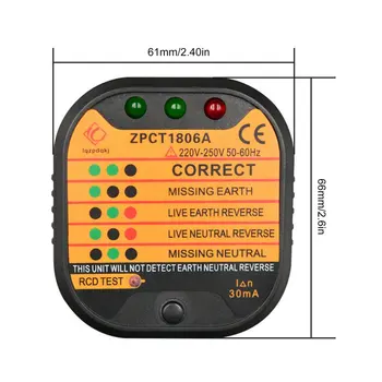 ZPCT1806A Vtičnica Socket Tester Detektor Vezja Polariteta Napetosti Priključite Breaker KRALJESTVU Ground Zero Linije Stikalo Varnostnih Electroscope