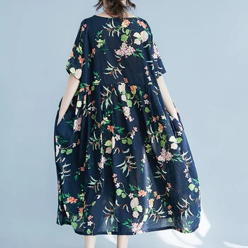 Ženske Bombaž Boho Cvetlični Obleko Plus Velikost Priložnostne Dolgo Poletje Bohemian Oblačenja Cvet Tiskanja Ženske Obleke Vestidos 2020 Moda