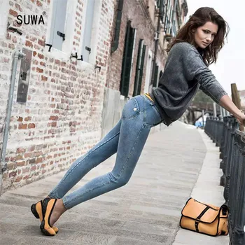 Ženske Jeans na Debelo Vroče Prodajo Klasičnih Ulične Femme Mid-pas Slim Ženske Dokolenke Hlače Letnik Suh Svinčnik Dna