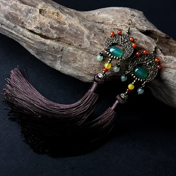 ženske uhan rjava tassel bakrovih zlitin, prvotno etnične modni nakit dodatki dekle darila spusti uhani D127