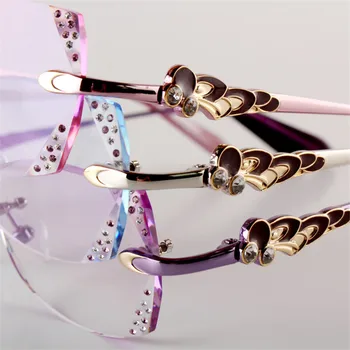 Ženski Modeli Diamantno Rezanje Obravnavi Očala Rimless Očala Po Meri Recept Ultralahkih Končal Spektakel Leče 136